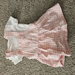 Pink Gingham Baby Romper with White Shirt